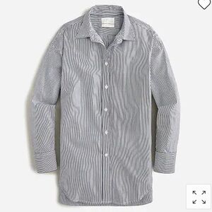 J Crew Petite relaxed-fit crisp cotton poplin shirt in navy stripe item AW721